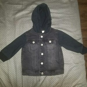 Toddler layered-look bomber jacket with denim